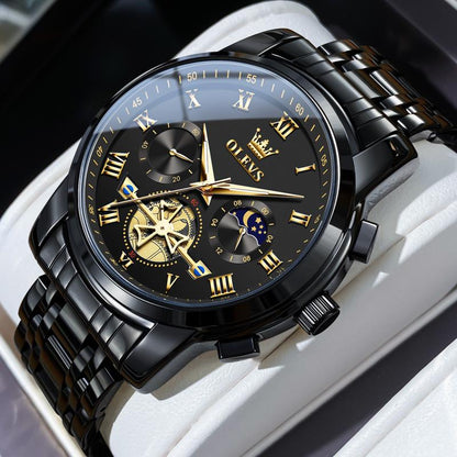 Men's Chronograph Quartz Watch G2859 Stainless Steel Waterproof Luminous Date with Luminous Hands, 41 mm Diameter, 20 mm Band Length Casual Trendy Wristwatch