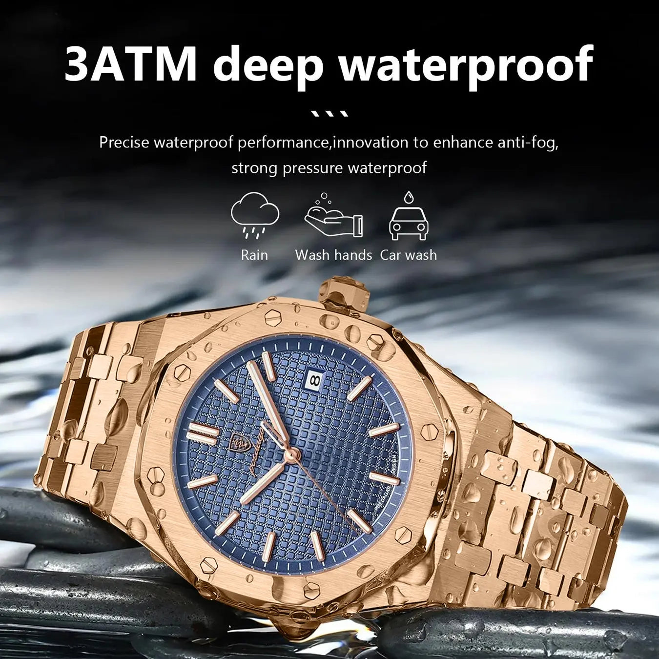 Luxury Waterproof Night Light Date Men's Watch, Stainless Steel Fashion Quartz Watch, Suitable for Daily Wear Fashion Men's Watch, Luminous Analog Watch, Waterproof Wristwatch, Fashionable Watch, Modern Waterproof Watch