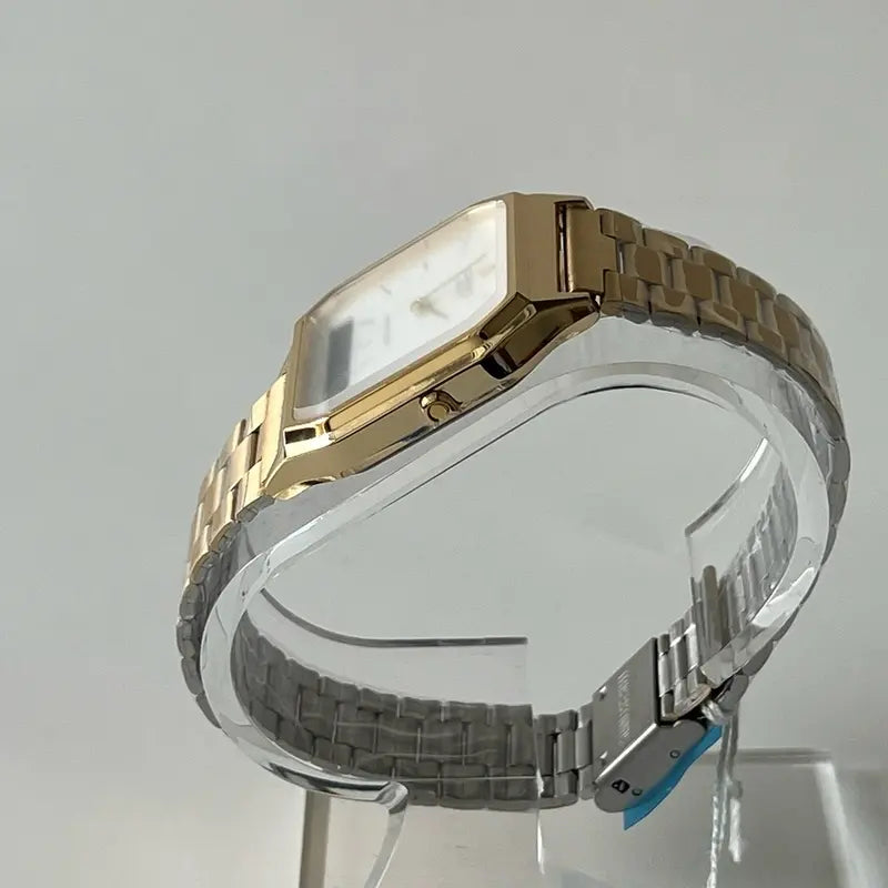 Digital Retro Stainless Steel Bracelet Water-Resistant Alarm Stopwatch Calendar Unisex Classic Design