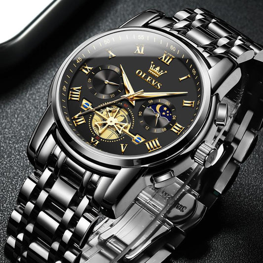 Men's Chronograph Quartz Watch G2859 Stainless Steel Waterproof Luminous Date with Luminous Hands, 41 mm Diameter, 20 mm Band Length Casual Trendy Wristwatch