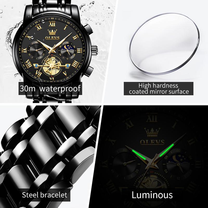 Men's Chronograph Quartz Watch G2859 Stainless Steel Waterproof Luminous Date with Luminous Hands, 41 mm Diameter, 20 mm Band Length Casual Trendy Wristwatch