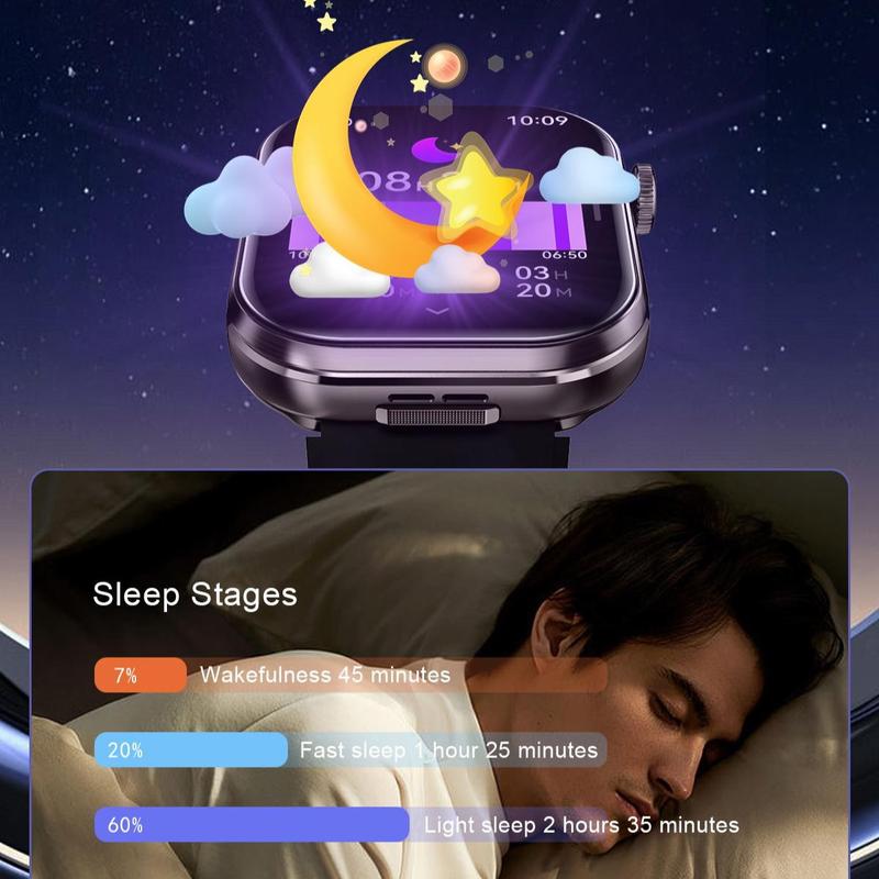 2in1 Multifunctional Smartwatch, Smart Watch with Earbuds, Comes with A Silicone Protective Case, Wireless Calling, Sleep Tracking, Fitness Tracker, Waterproof Sports Watch, Women & Men,The best gift for family and friends