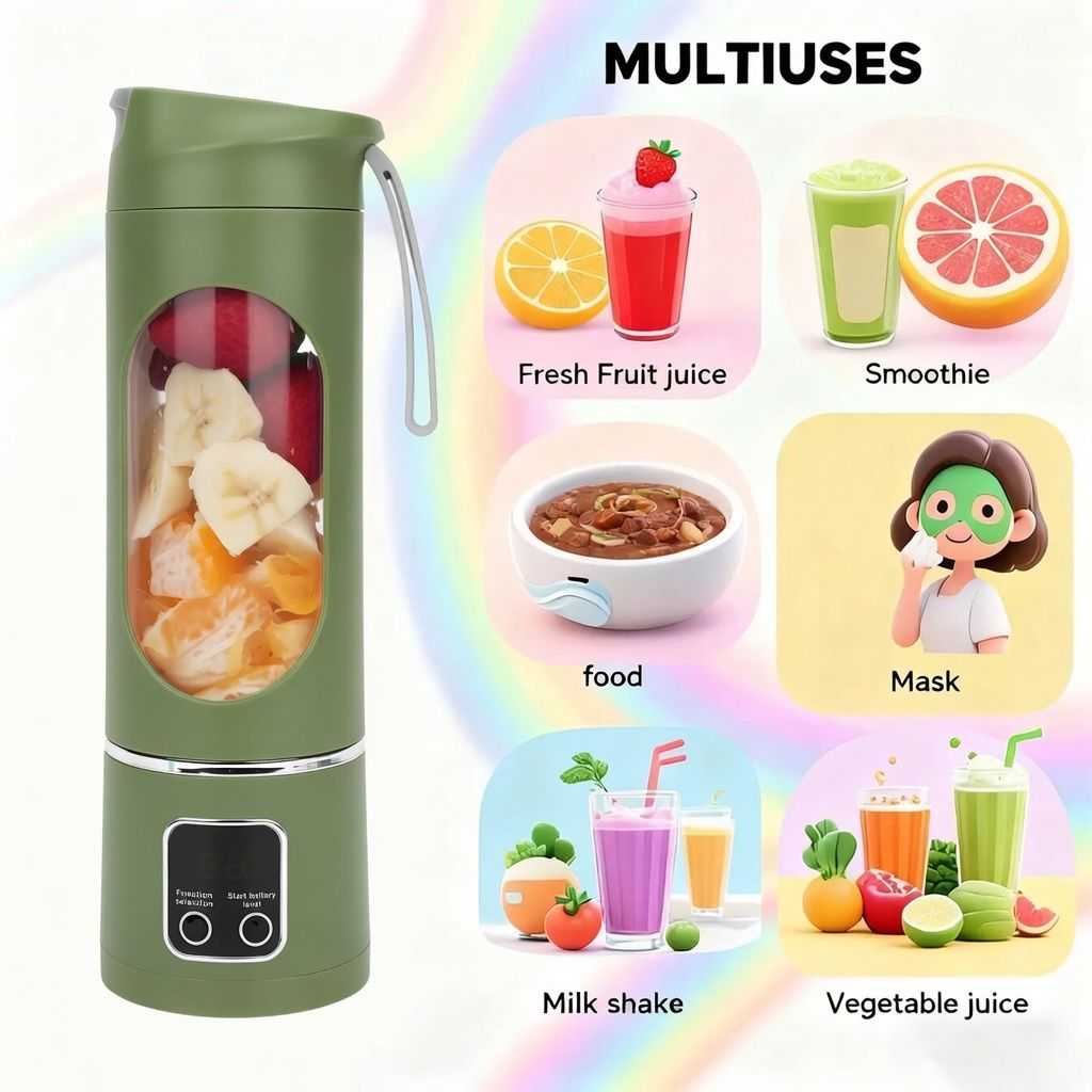 Ultimate Portable Blender! USB Rechargeable & Compact for Smoothies On-The-Go - Perfect Travel, Back To School & Gym! Leak Proof Design, Makes Shakes & Baby Food in Seconds cup juicer rechargeable mini blender vegetable