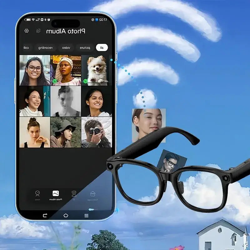 Smart AI Camera Glasses with 8MP Photochromic Lenses ,Button Touch Adjustment for Travel Outdoor Adventures Hands-Free Photography 160+Languages Real-Time Translation Bluetooth Wireless Wearable Video Recording UV Protection ,Black Friday & Cyber Monday