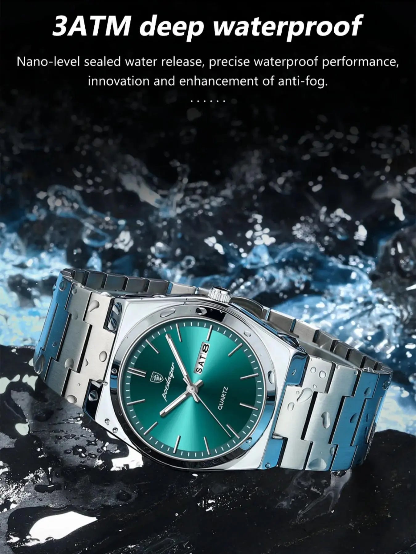 Men's Round Dial Analog Quartz Watch with Stainless Steel Strap, Business Fashion Watch, Modern Fashionable Wristwatch