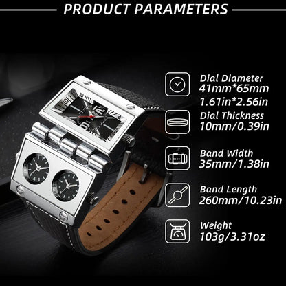 Men's Street Style Rectangle Dial Quartz Watch, Fashion Watch for Party, Daily Clothing Decor, Trendy All-match & Exquisite Watch for Birthday Gift with Box, Modern Trendy Watch