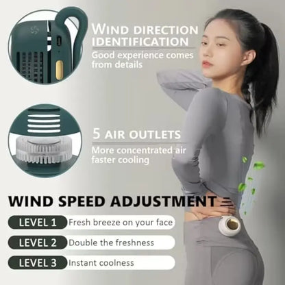 Portable Silent Mini Bladeless Electric Fan Adjustable 3-speed Waist Fans Rechargeable Personal Fan USB Protection Perfect Gift for Outdoor Trave