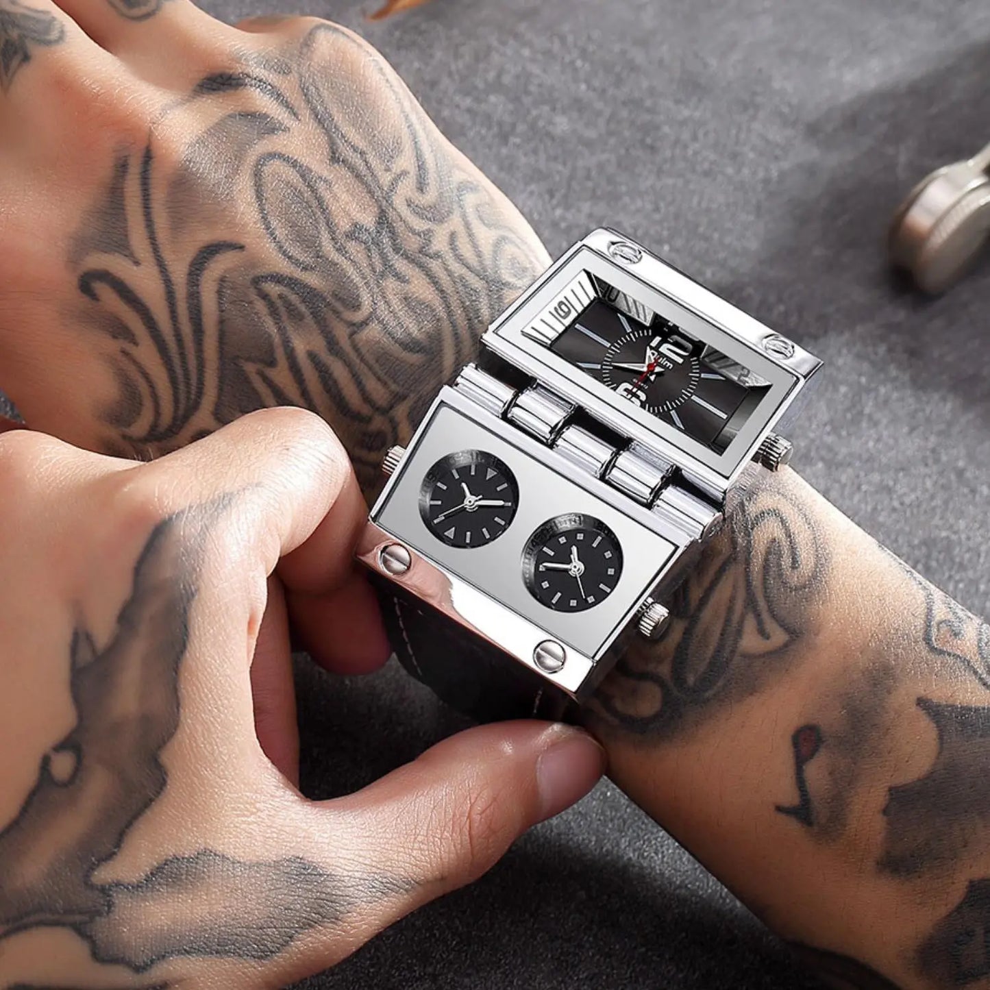 Men's Street Style Rectangle Dial Quartz Watch, Fashion Watch for Party, Daily Clothing Decor, Trendy All-match & Exquisite Watch for Birthday Gift with Box, Modern Trendy Watch