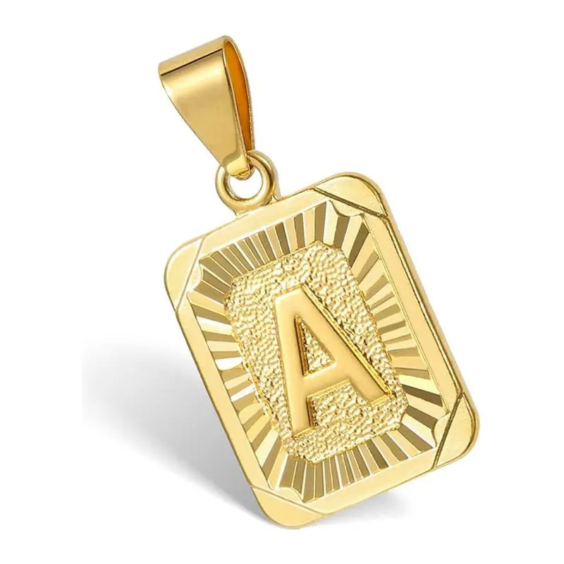 Gold Plated Square Capital Choker Alhpabets from A-Z 5mm 22inch Curb Chain Necklace