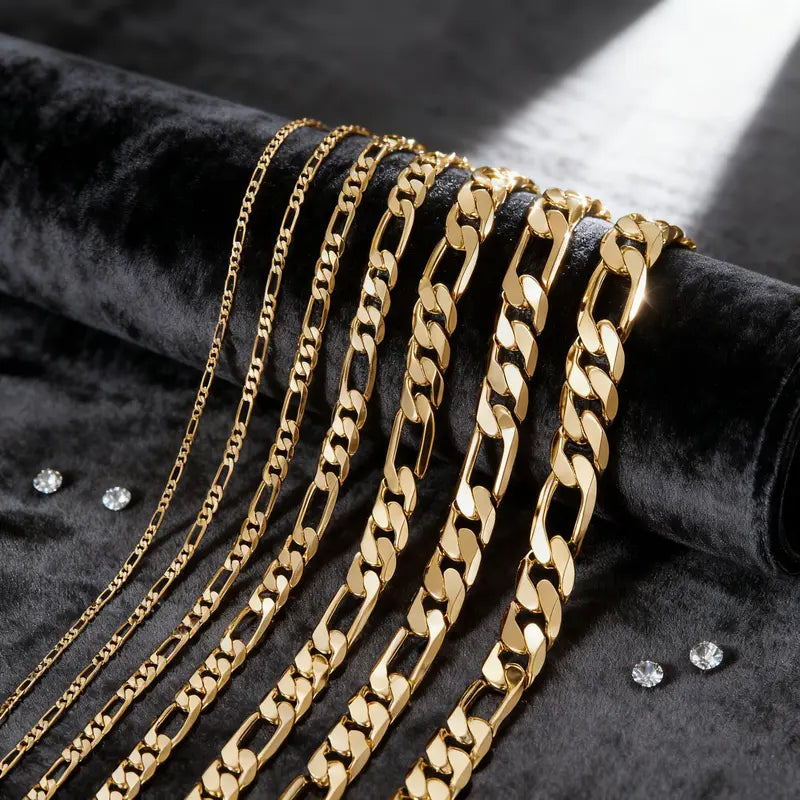 10mm Gold-Plated Figaro Chain Necklace for Men – 2mm/10mm Wide, 24" Italian-Style Cuban Link, Tarnish-Free Nanotech Coating, Hip Hop Streetwear, Minimalist Layering Jewelry, Gift for Him