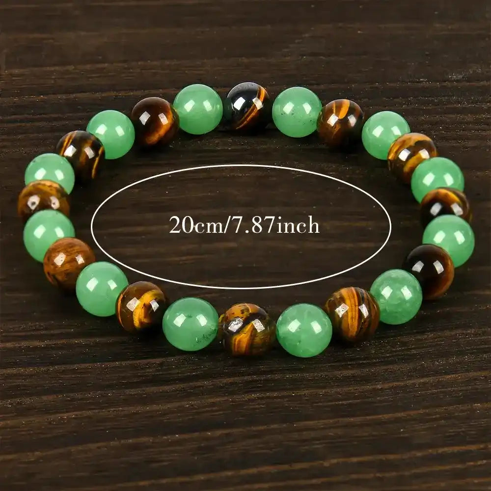 1pc Arpurraina Money Attraction Bracelet with Green Aventurine & Tiger Eye - blue friendship bracelet beaded jewelry protection bracelet encouragement gift fashion artificial bracelet of the day Colorblock Beaded Crystal Bracelet