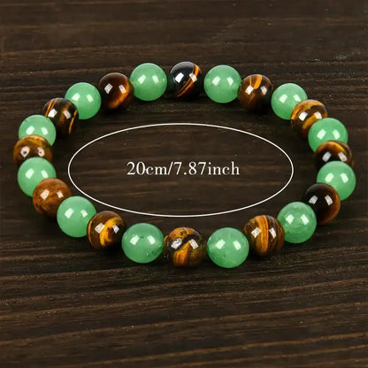 1pc Arpurraina Money Attraction Bracelet with Green Aventurine & Tiger Eye - blue friendship bracelet beaded jewelry protection bracelet encouragement gift fashion artificial bracelet of the day Colorblock Beaded Crystal Bracelet