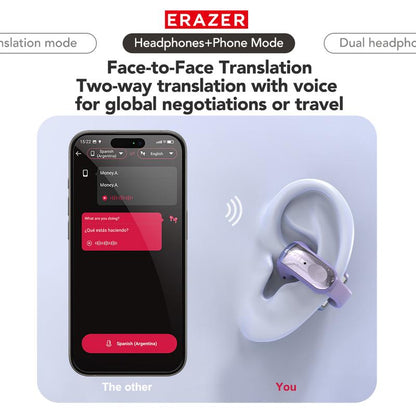 Open Ear Translation Wireless Earbuds With APP, Wireless Headphones With Audio-Visual Future Touch Screen, Waterproof Sports Electronic Earphones with Long Endurance,Bluetooth 6.0 Im