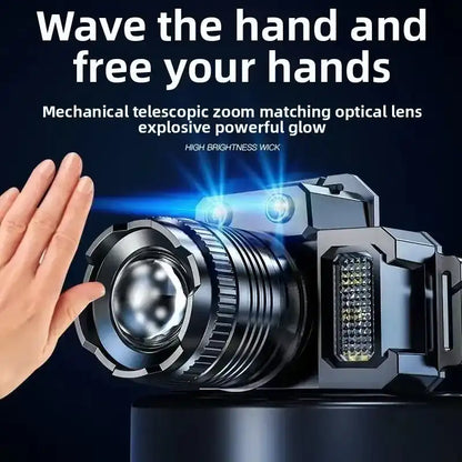 Rechargeable Headlamp, 150000 Lumens Super Bright LED Head Lamp with 5 Modes,Adjustable Head Lights for Forehead, Long Runtime Waterproof HeadLamps for Camping Hunting Hiking waterproof headlight