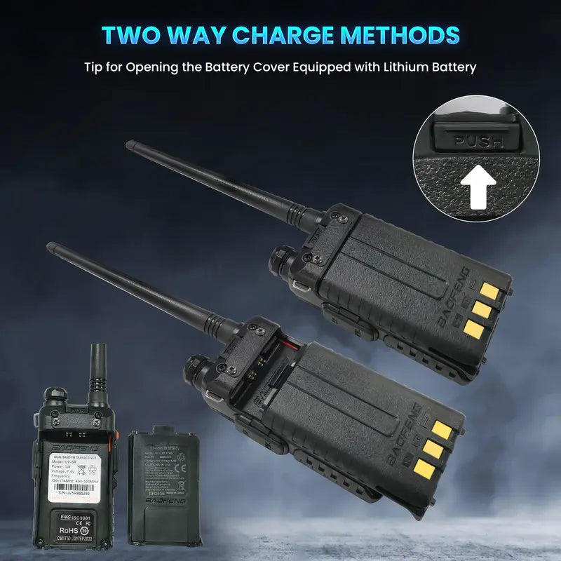 UV-5R Dual Band Two Way Radio Transceiver (2 Pack Full Kit), USB Charging Long Range Supports CHIRP Portable Handheld Walkie Talkie, Wireless Electronic Gadgets, Digital Intercom, Compact, Device, Remote, Durable Handheld Ham Radio Transceiver