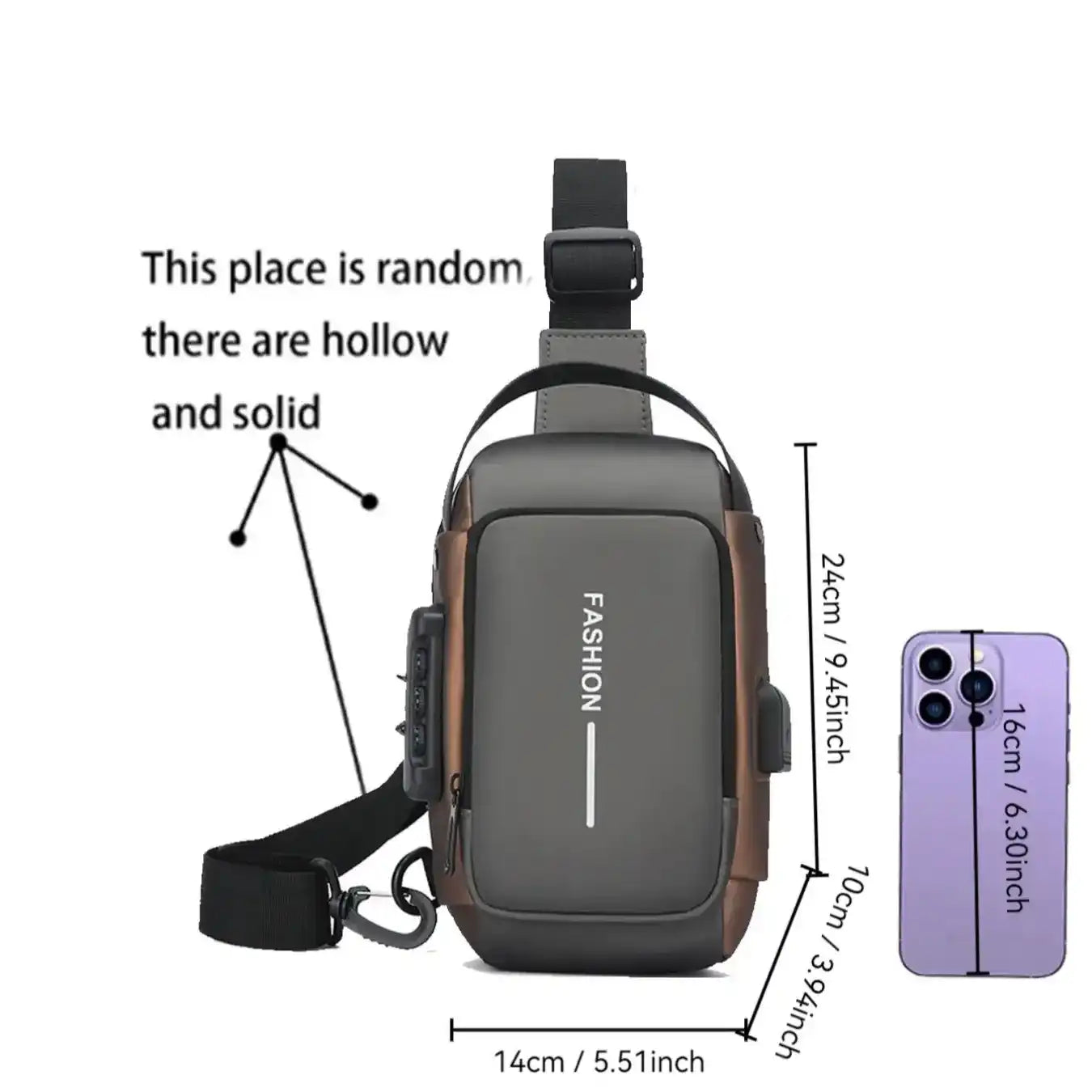 Men's Letters Print Zipper Chest Bag, Casual Anti-theft Large-Capacity Crossbody Bum Bag, Fashionable Sling Bag for Daily Use