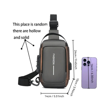 Men's Letters Print Zipper Chest Bag, Casual Anti-theft Large-Capacity Crossbody Bum Bag, Fashionable Sling Bag for Daily Use