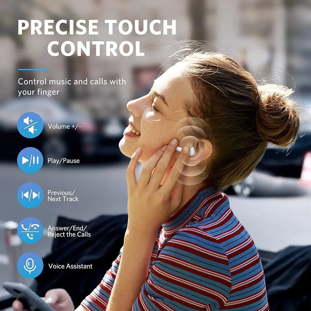 Wireless Earphones Bluetooth 5.3 Earbuds, 3D Stereo In-Ear Wireless EarBuds for Office, Sports, Study and Audio Calls, Long Battery Life, Portable Audio Headphones
