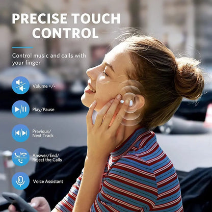 Wireless Earphones Bluetooth 5.3 Earbuds, 3D Stereo In-Ear Wireless EarBuds for Office, Sports, Study and Audio Calls, Long Battery Life, Portable Audio Headphones