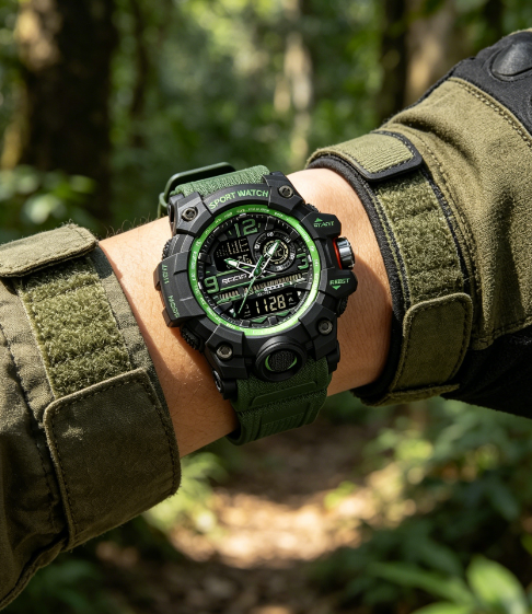 Men's Sportive Analog-digital Quartz Watch, Fashionable Waterproof Watch with Luminous & Alarm & Calendar Function, Waterproof Multifunctional Watch with Box