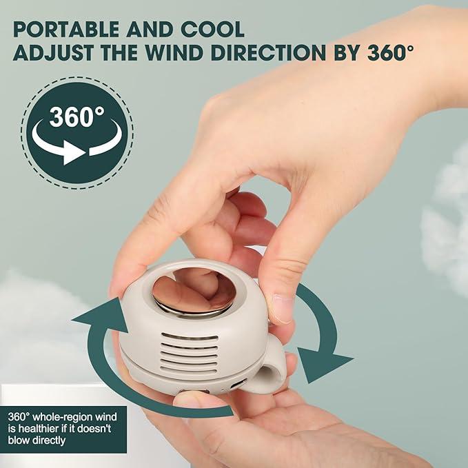 Portable Silent Mini Bladeless Electric Fan,Adjustable 3-speed Suspended Waist Fans,Phone Cooling Fan,Personal Fan,Rotating BodyFan Suitable for Outdoor Travel,fathersdaygift,rechargeable personal fan,handheld turbo fan,Perfect Gift