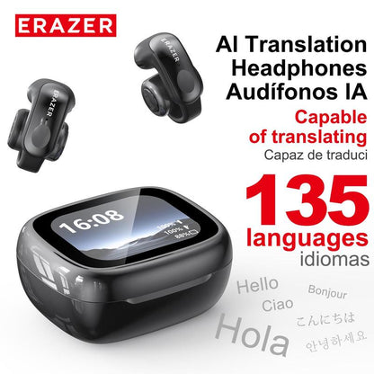 Open Ear Translation Wireless Earbuds With APP, Wireless Headphones With Audio-Visual Future Touch Screen, Waterproof Sports Electronic Earphones with Long Endurance,Bluetooth 6.0 Im