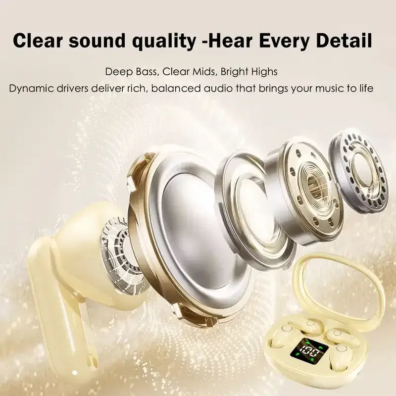 Wireless Bluetooth Headphones with Dual Device Pairing – Connect 2 Devices at Once, Tiny Invisible Earbuds, Waterproof with Mic, Sleep & Sports Earphones Set, 2 Pairs Mini Short Handle Design for Work, Sport, Sleeping