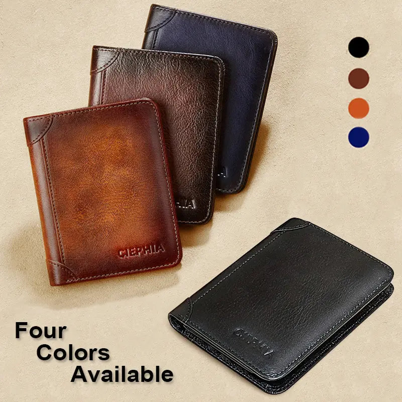 Genuine Leather Rfid Wallets for Men Vintage Short Multi Function ID Credit Card Holder Money Bag Ideal Gift