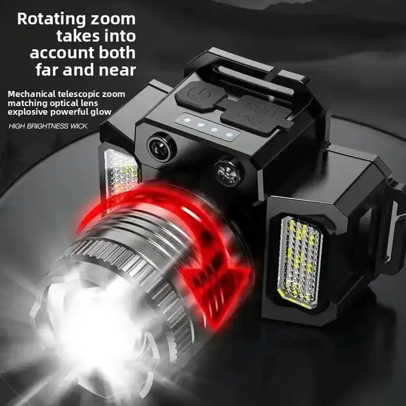 Rechargeable Headlamp, 150000 Lumens Super Bright LED Head Lamp with 5 Modes,Adjustable Head Lights for Forehead, Long Runtime Waterproof HeadLamps for Camping Hunting Hiking waterproof headlight
