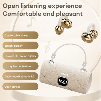 Fashionable Clip-On Wireless Headphones with Handbag‑Style Light‑Luxury Leather Texture, Comfortable Fit, 2025 Bluetooth 6.0, LED HD Display, HiFi Sound, Sport & Travel Ready, Perfect Gift for Girlfrie