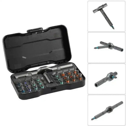 SEESE 24 in 1 DlY Screwdriver Set,1 Set SwitchableScrewdriver Shape Magnetic Screwdriver Set,Compact and Portable Ratchet Screw0driver SetHome Repair Tool Box