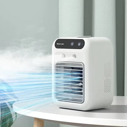 1pc Rechargeable Mini Air Conditioner Portable Water Cooling Fan Humidifier Purifier Desktop Air Cooler Fan for Office Desktop