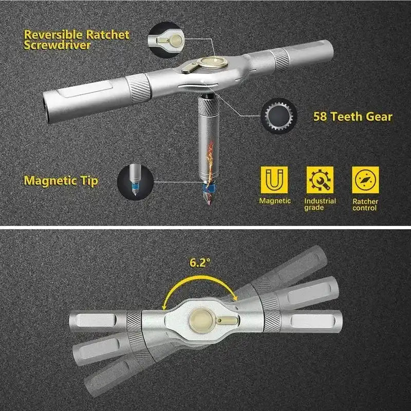 SEESE 24 in 1 DlY Screwdriver Set,1 Set SwitchableScrewdriver Shape Magnetic Screwdriver Set,Compact and Portable Ratchet Screw0driver SetHome Repair Tool Box