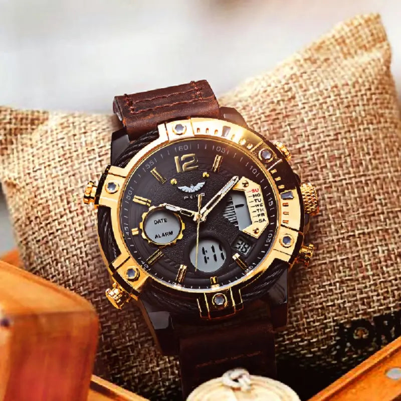 Fashion Men's Watch Large Dial Waterproof Luminous Watch Fashion High-end Multifunctional Sports Dual Time Zone Watch gift set