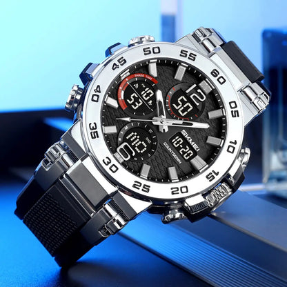 SKMEI Sport Digital Watch for Men Large Dial Outdoor Style Waterproof 50M Analog Digital Multifunction Wristwatch LED Chronograph