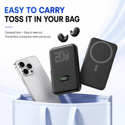 3-in-1 Chargeable Bluetooth Audio Headphones with 20W Fast Charging Magnetic Power Bank, LED Battery Display, Fold-Out Phone Stand - Compact Waterproof Audio Device for Travel, Daily Carry, Devices,back to school,back to school haul