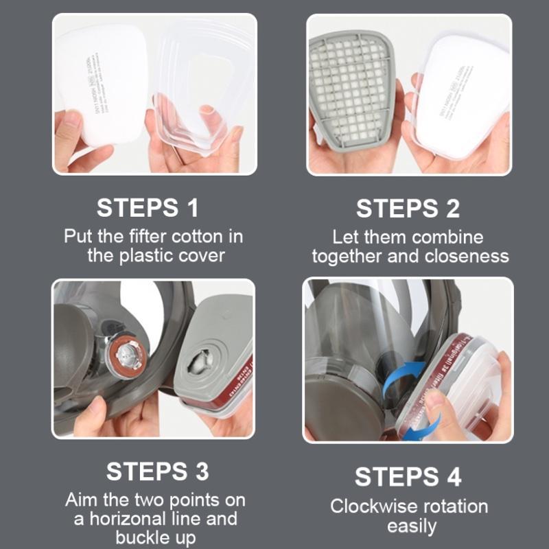 Reusable Full Face Mask with Filter Box, 17-in-1 Anti-Gas and Dust-Resistant Anti-Fog Full Face Mask Set for Painting, Woodworking, Construction, Grinding, Spraying and Chemicals