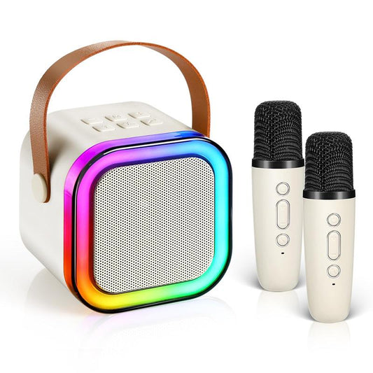 Viral Portable Mini Karaoke Machine with 2 Wireless Microphones & Colorful LED Lights - Outdoor Speaker Sound System, Ideal Gift for All Ages