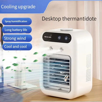 1pc Rechargeable Mini Air Conditioner Portable Water Cooling Fan Humidifier Purifier Desktop Air Cooler Fan for Office Desktop
