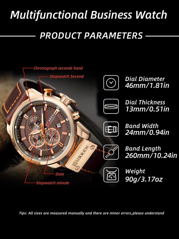 Men's Business Fashion Round Dial Analog Quartz Watch, Fashion Multifunction Watch for Party, Daily Clothing Decor, Trendy All-match & Exquisite Watch for Birthday Gift with Box, Business Fashion Watches
