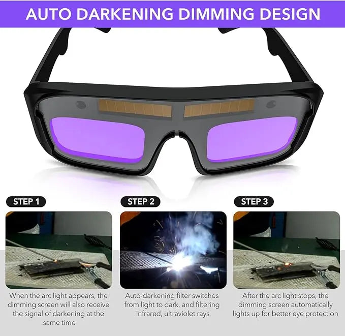 Auto-Darkening Welding Goggles | UV/IR Protection & 1/25000s Reaction - TIG/MIG/ARC Helmet with Clear Lens