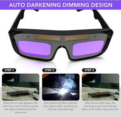 Auto-Darkening Welding Goggles | UV/IR Protection & 1/25000s Reaction - TIG/MIG/ARC Helmet with Clear Lens