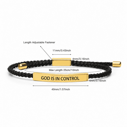 Inspire Bracelet "GOD IS IN CONTROL"/"DIOS TIENE EL CONTROL" - Premium Artistic Engraving, Stainless Steel & 18k Gold Plated, Adjustable Up to 10in, Meaningful & Visually Appealing Jewelry, English and Spanish, Perfect Mother's Day Gift, SummerVibes
