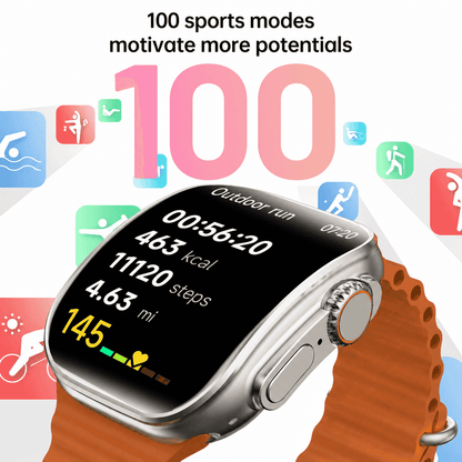 bluetooth Smart Watch with 2.02" Dial Wireless Calling Dialing 100+ Sport Modes Fitness Tracker with Various APP Reminders Call Message Reminder Touch Screen Compatible with iPhone Android Wearable Smart Bracelet Digital Wristwatch Fall Gift