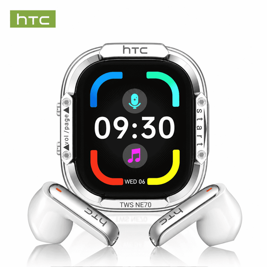 HTC NE70 TWS Wireless Earphones - Bluetooth 6.0 Gaming Bluetooth Earbuds, LED Touch Cues Smart Touch Control, Lightweight In-Ear Headset, IPX5 Waterproof, Built-In Voice Call Mic, Low Lag, Batteries, for Gaming, Sports