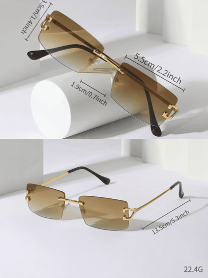 Summer Glasses, Square Rimless Summer Outfits Sunglasses for Women/Men, Elegant Summer Must Haves, Travel Essentials, Gift for Girlfriend/Bf