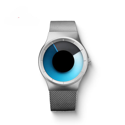 Men’s Futuristic Minimalist Watch with Creative Rotating Disk Dial & Blue Gradient Design – Perfect Birthday & Valentine’s Day Gift for Him, Modern Stylish Everyday Accessory for Trendy Men