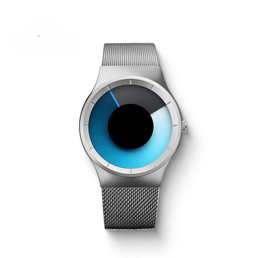 Men’s Futuristic Minimalist Watch with Creative Rotating Disk Dial & Blue Gradient Design – Perfect Birthday & Valentine’s Day Gift for Him, Modern Stylish Everyday Accessory for Trendy Men