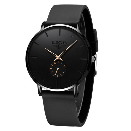 LIGE Sleek Minimalist Men's Watch – 40mm Ultra‑Thin Design, 30M Water Resistant