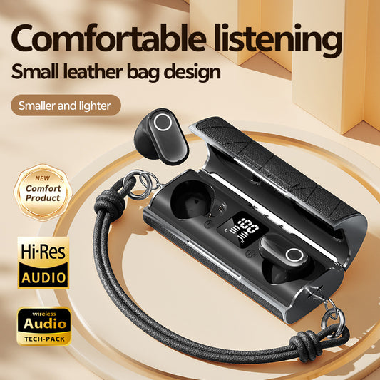 Wireless Earbuds – Creative Mini Leather Bag Design | Immersive Spatial Sound, Hi-Res Audio, 24H Battery & Waterproof (Ghana Delivery)